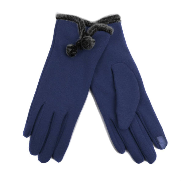 Women's Stylish Touch Screen Gloves with Fur Trim & Fleece
