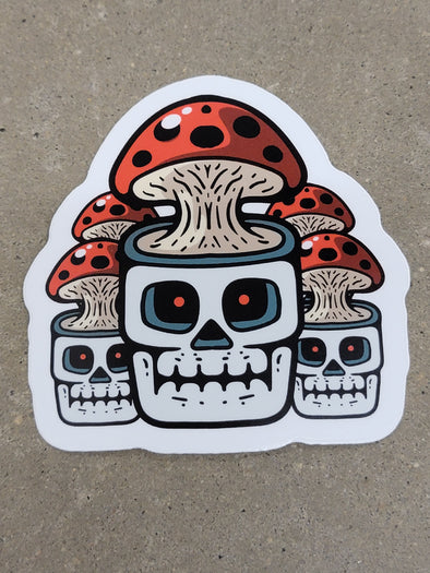 Skeleton Mushroom Cloud Head Sticker