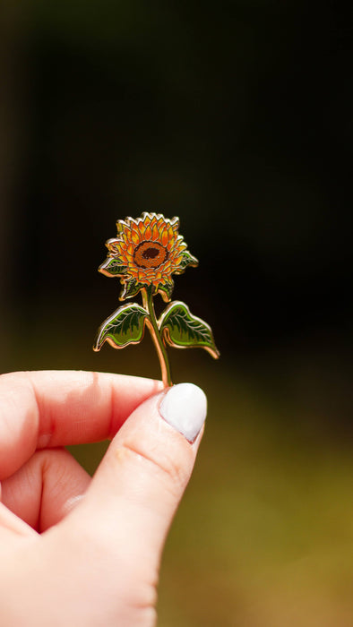 Sunflower Enamel Pin, Floral Lapel Pin, Flower Enamel Pin