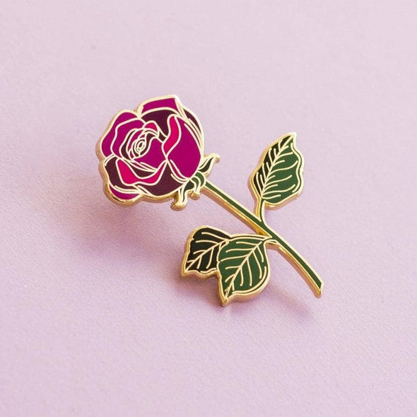 Red Rose Enamel Pin, Flower Enamel Pin, Floral Lapel Pin