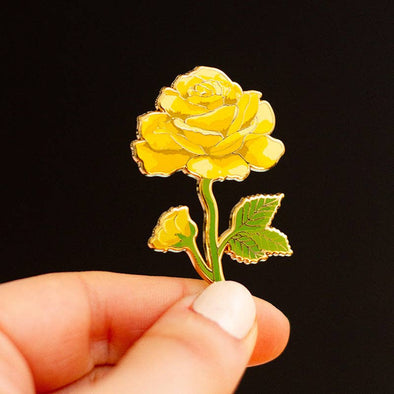 Yellow Rose Floral Enamel Pin
