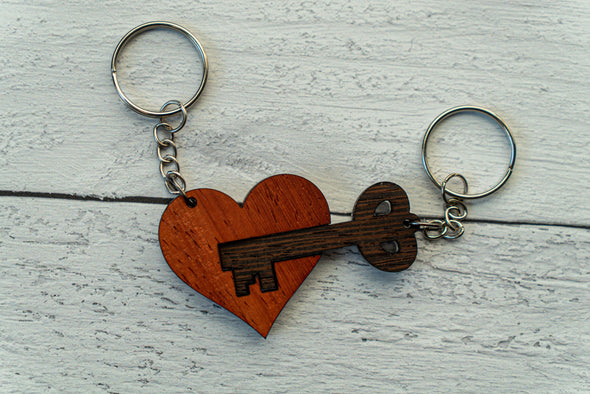 Heart & Key Customizable Keychain Set