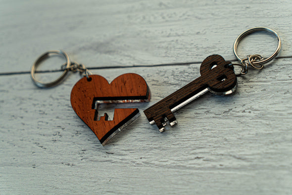 Heart & Key Customizable Keychain Set