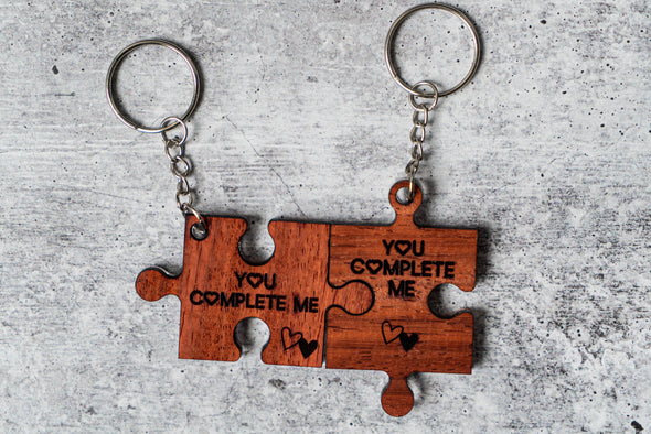You Complete Me Puzzle Piece Keychain Set