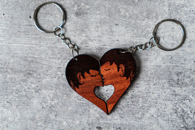 Couples Loving Embrace Gentlemen Keychain Set