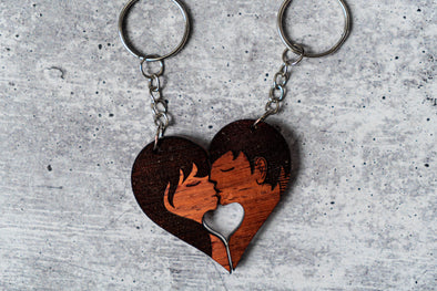 Couples Loving Embrace Ladies & Gentlemen Keychain Set
