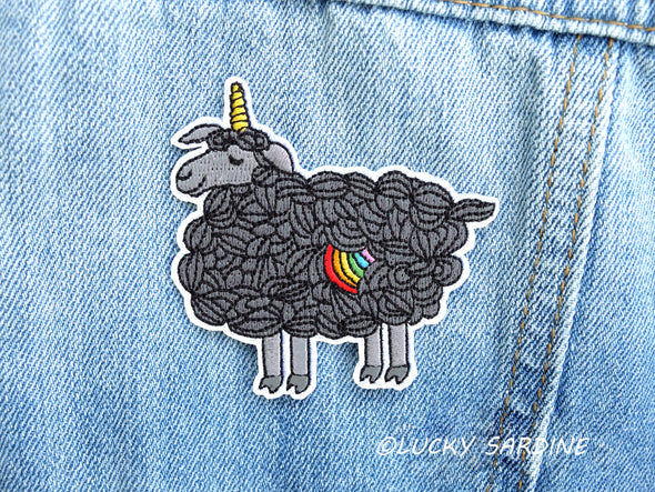 Black Sheep, Unicorn Rainbow Embroidered Patch
