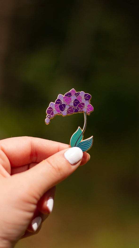 Purple Orchid Enamel Pin, Floral Enamel Pin, Flower Lapel