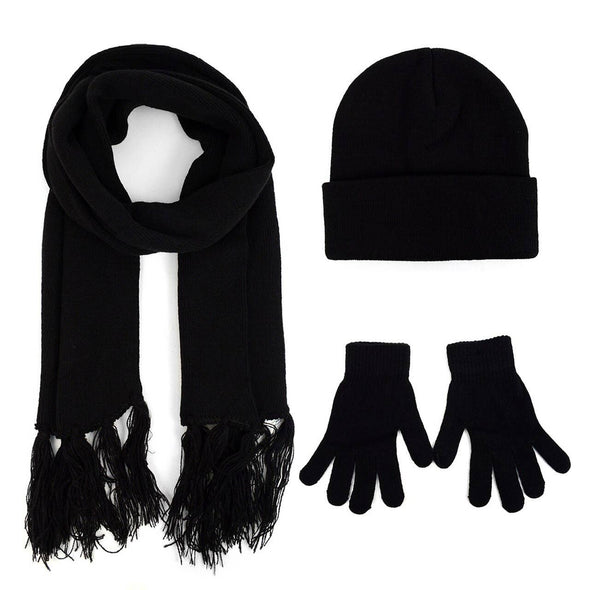 Unisex Adult Knit Hat, Gloves & Scarf Winter Set